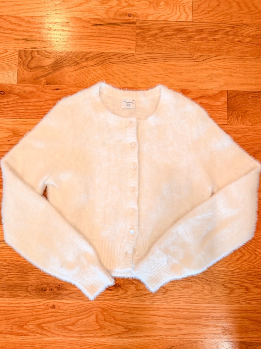 Abercrombie Kids White Fuzzy Cardigan Sweater Size 11/12
